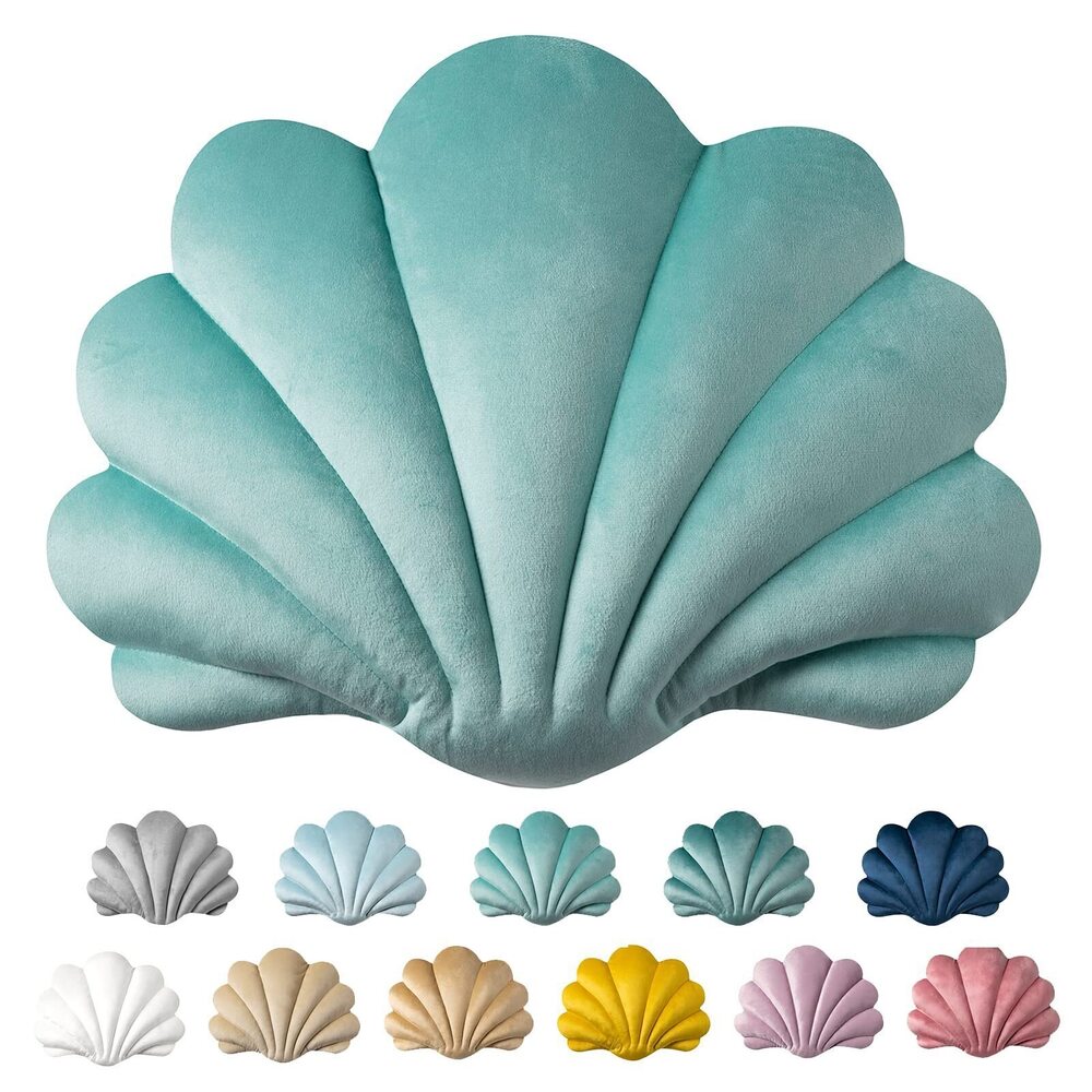 8254 Ashler 3D Throw Pillows Shell Shaped Accent Throw Pillow, Soft Velvet